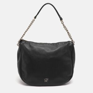 Ch Carolina Herrera Black Leather Hobo